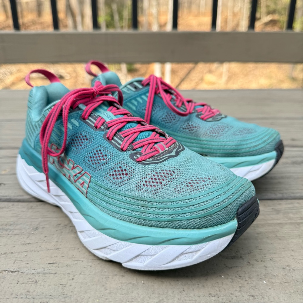 Hoka One One Bondi 6 running shoes in Canton green blue teal slate size 8.5 - Picture 3 of 16